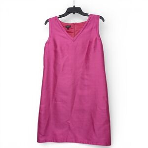 Talbot's Pink Silk Cotton Sleeveless V Neck Dress 12 Petite Party Wedding NWT